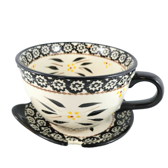 Latte Mug Temp-Tations By Tara Soup Bowl With Saucer Old World Black PPP-SQ-8923 - Picture 1 of 12
